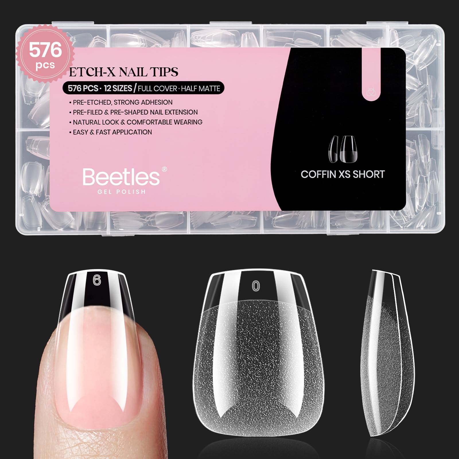 Beetles tips gel extra corto forma-ataud: extensión rápida y duradera.
