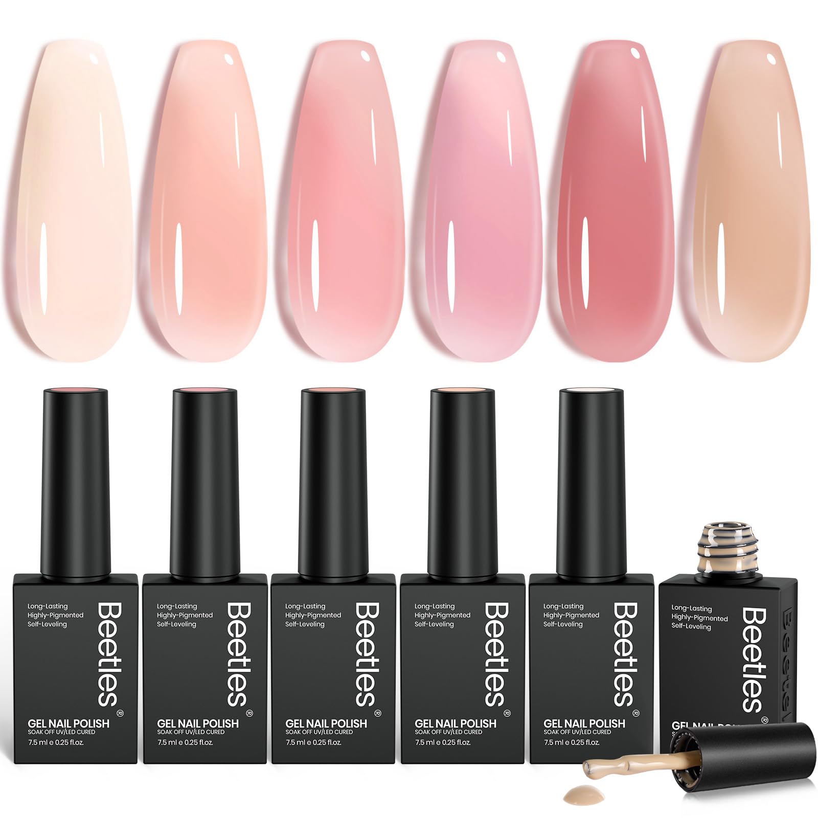 Beetles gel para uñas, tono desnudo rosado, acabado suave y natural.