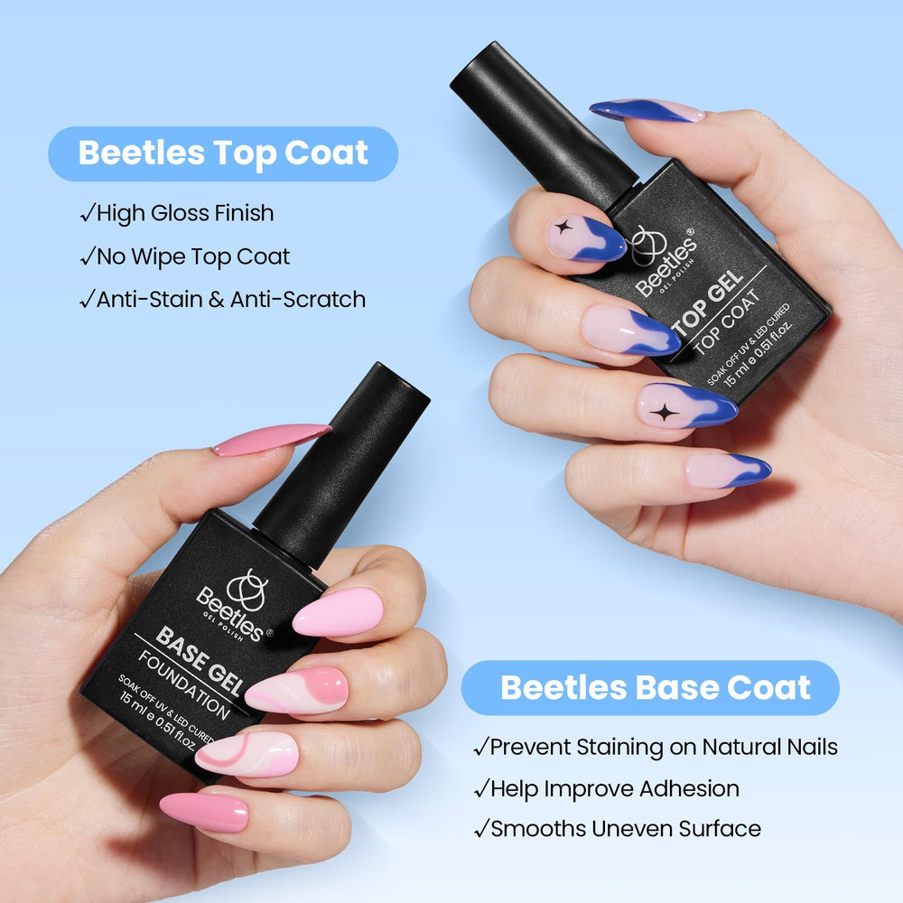 Beetles Top Coat No-Wipe 15ml bottle delivers glossy, durable finish.