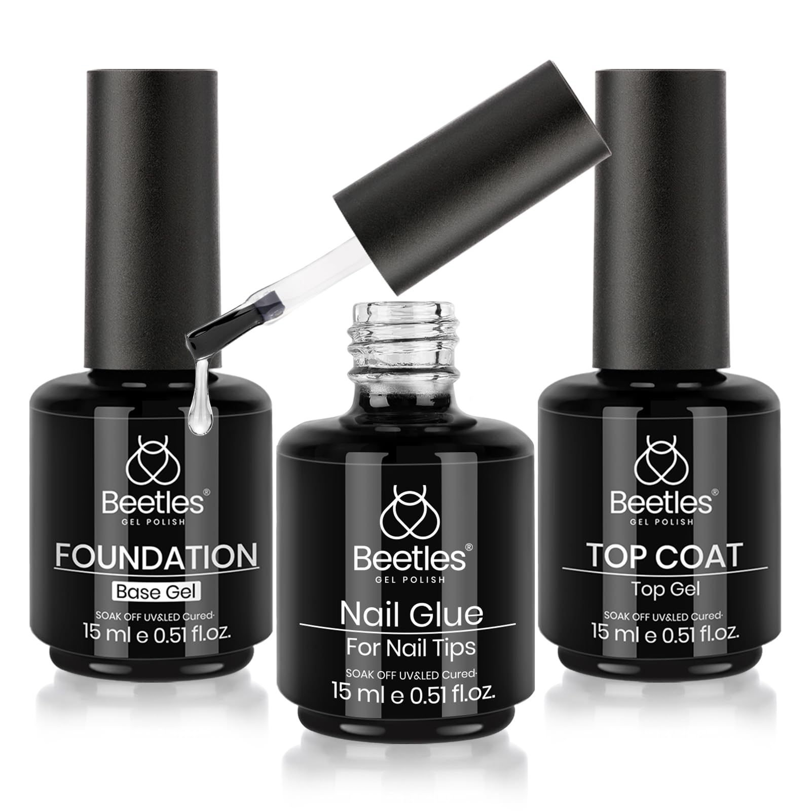 Beetles Top Coat sin residuos ofrece brillo duradero para uñas naturales.