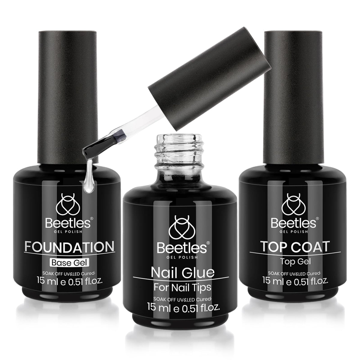 Beetles Top Coat sin residuos ofrece brillo duradero para uñas naturales.