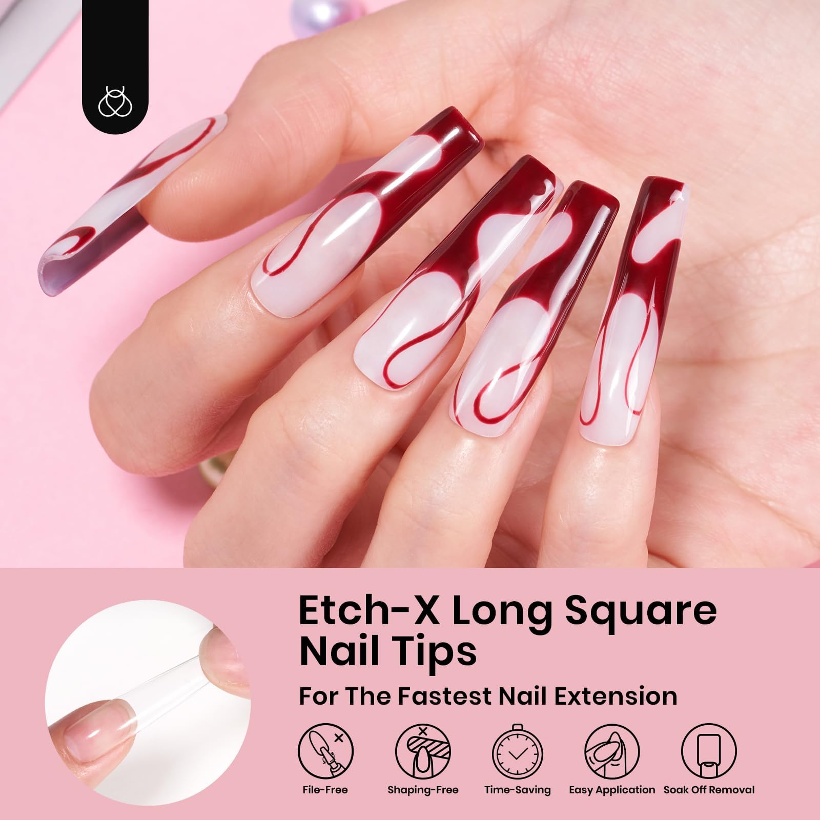 Beetles Uñas de gel tips cobertura total PMMA ligera