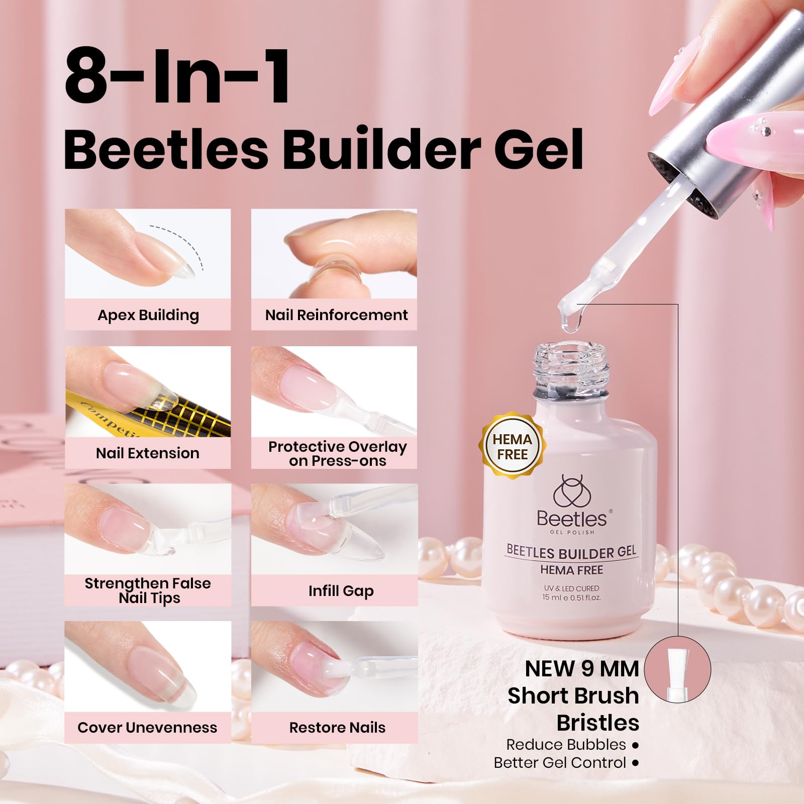Beetles: uñas protegidas con forma impecable para uso diario.
