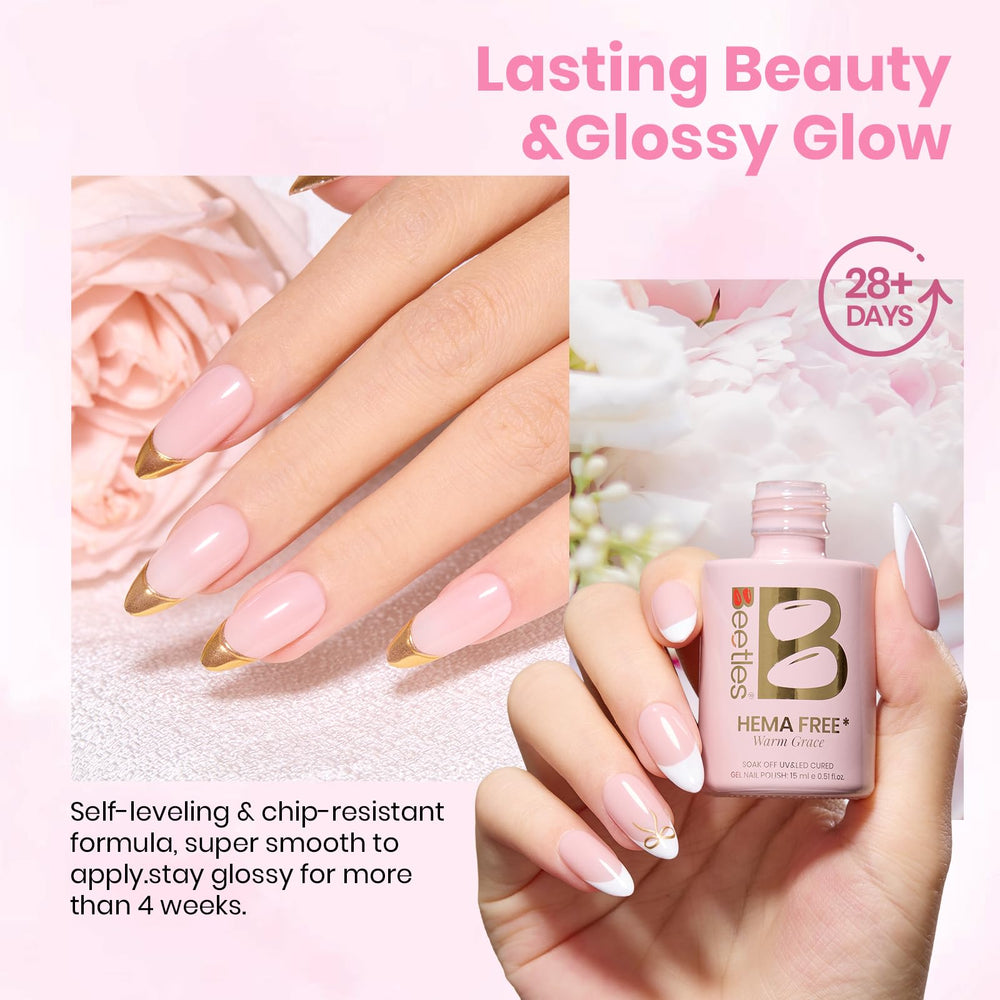 Beetles Warm Grace Nude Pink nail application close-up of jelly texture.