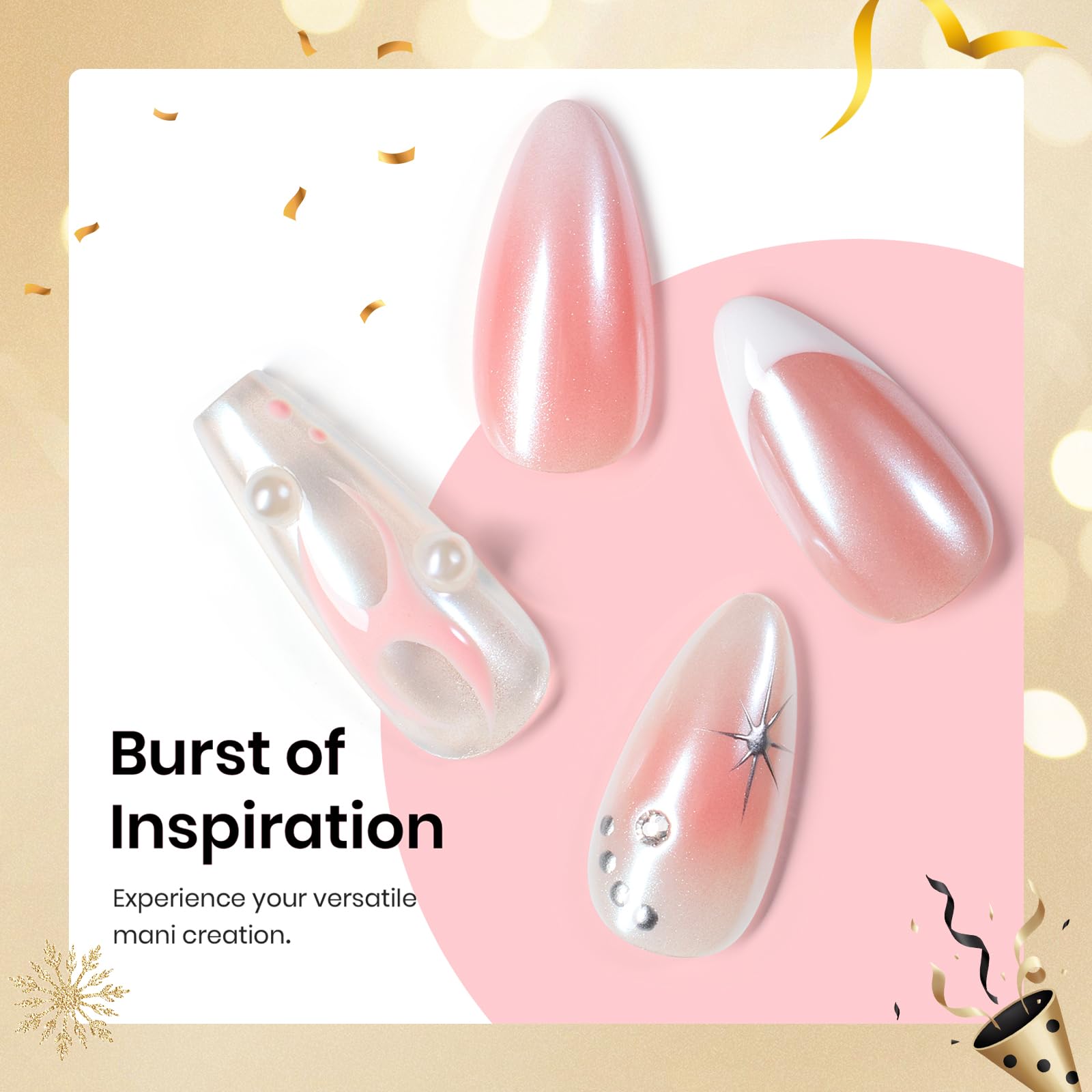 Beetles White Chrome nail powder art design inspiration for creative nails.