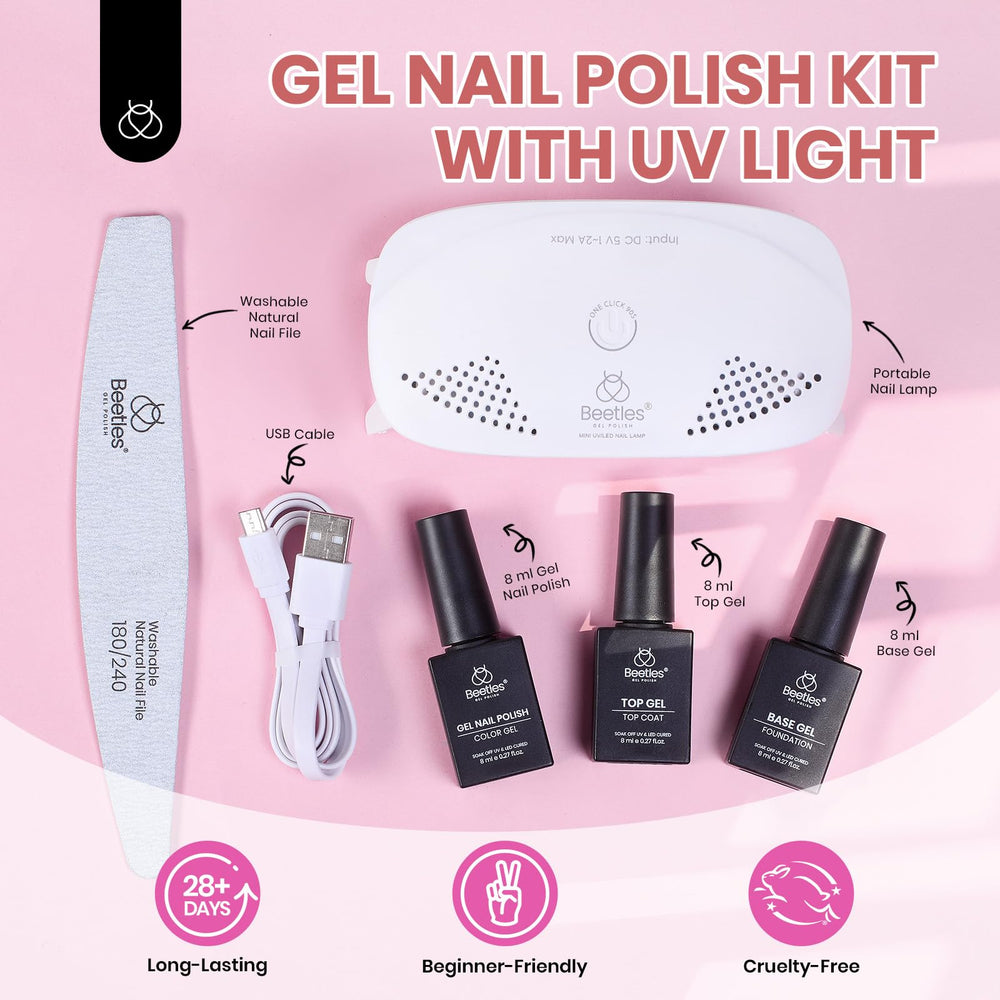 Beetles White Gel Nail Kit 8ml white gel bottle close-up highlighting durable shine