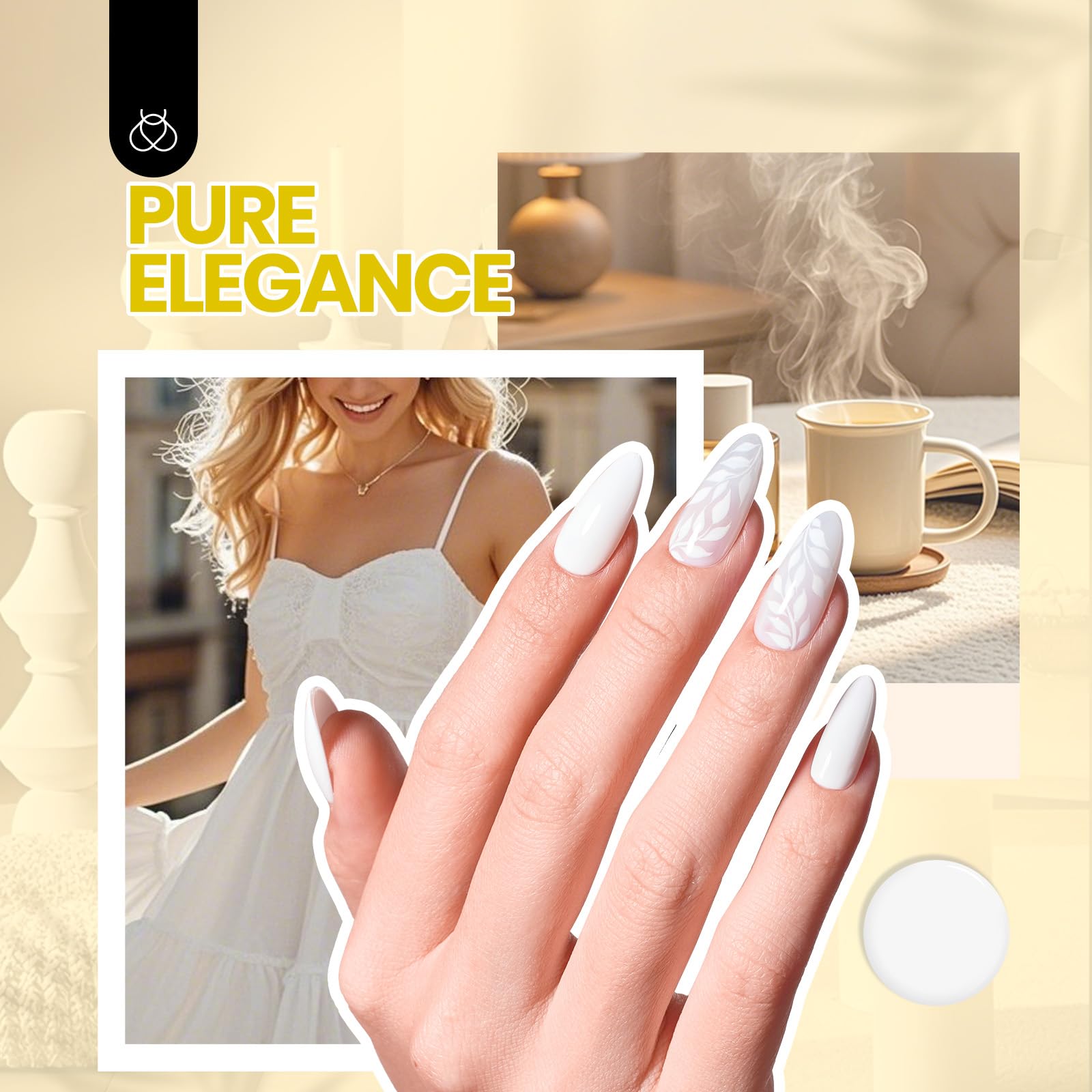 Beetles White Gel Nail Kit base coat application demonstrated on nails