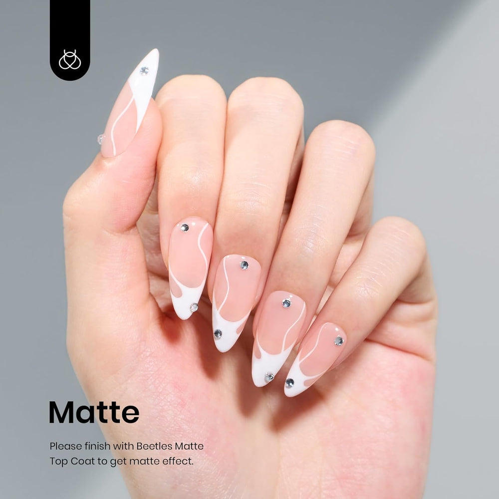Beetles White Gel for French manicure with clean, crisp white tips.