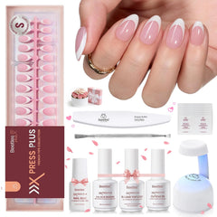 Beetles X Press Kit short almond French tips for at-home manicure