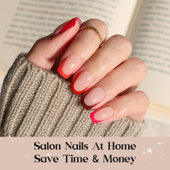 Beetles X Press Plus Red French Tip Nails application demonstration for quick styling
