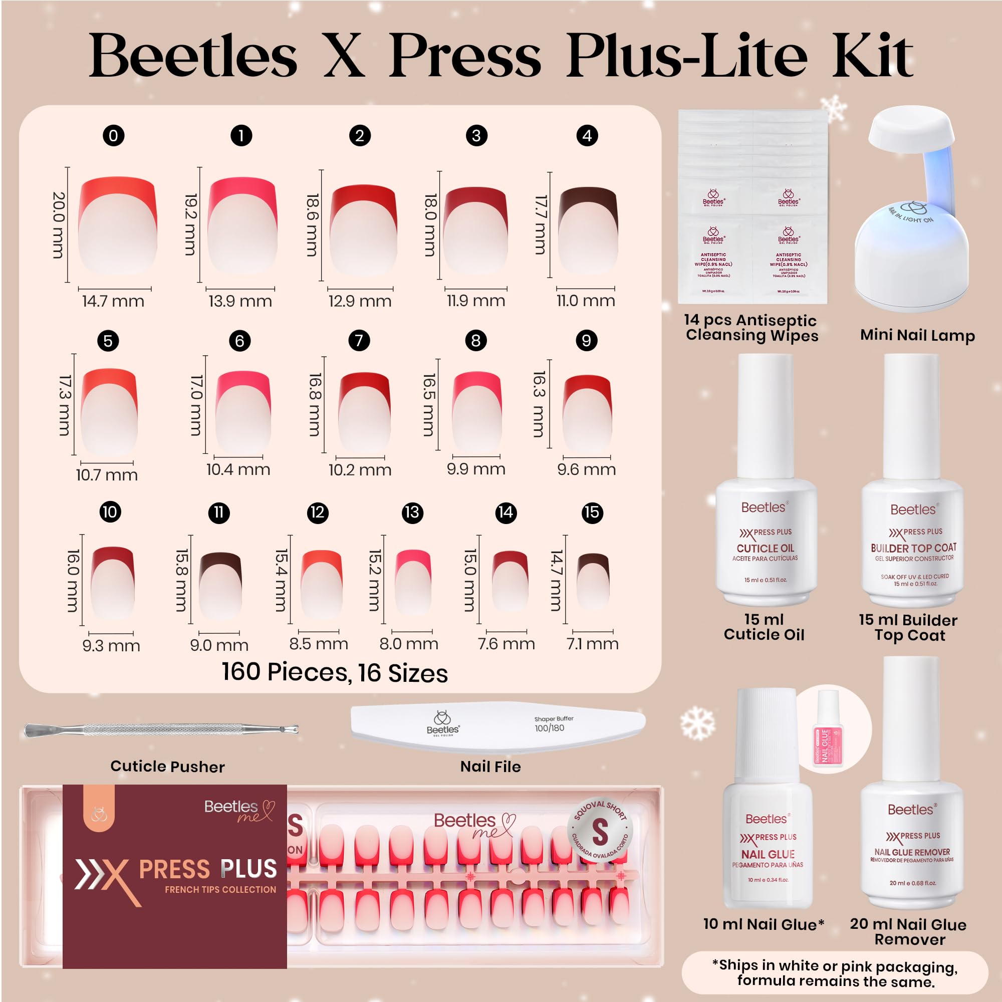 Beetles X Press Plus Red French Tip Nails builder top coat applying protection and shine