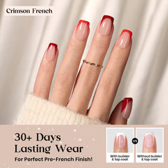 Beetles X Press Plus Red French Tip Nails kit contents for DIY manicure setup