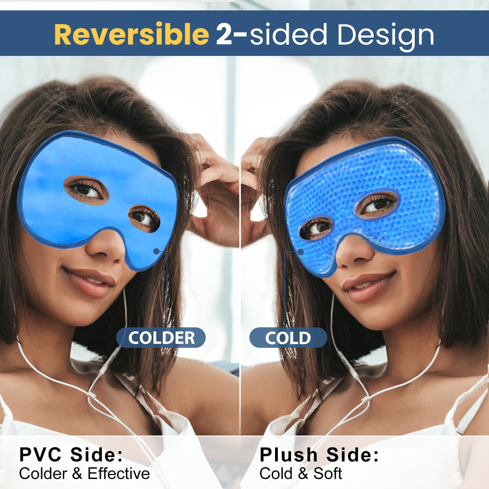 BeeVines mascarilla ojos doble cara reversible para comodidad