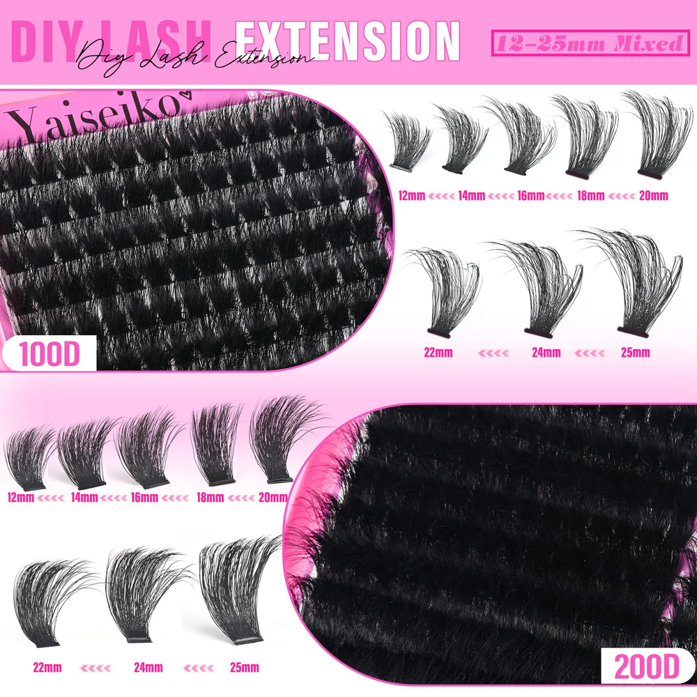 BEFACL lash clusters 200D mega volume for intense lift and wispy finish.