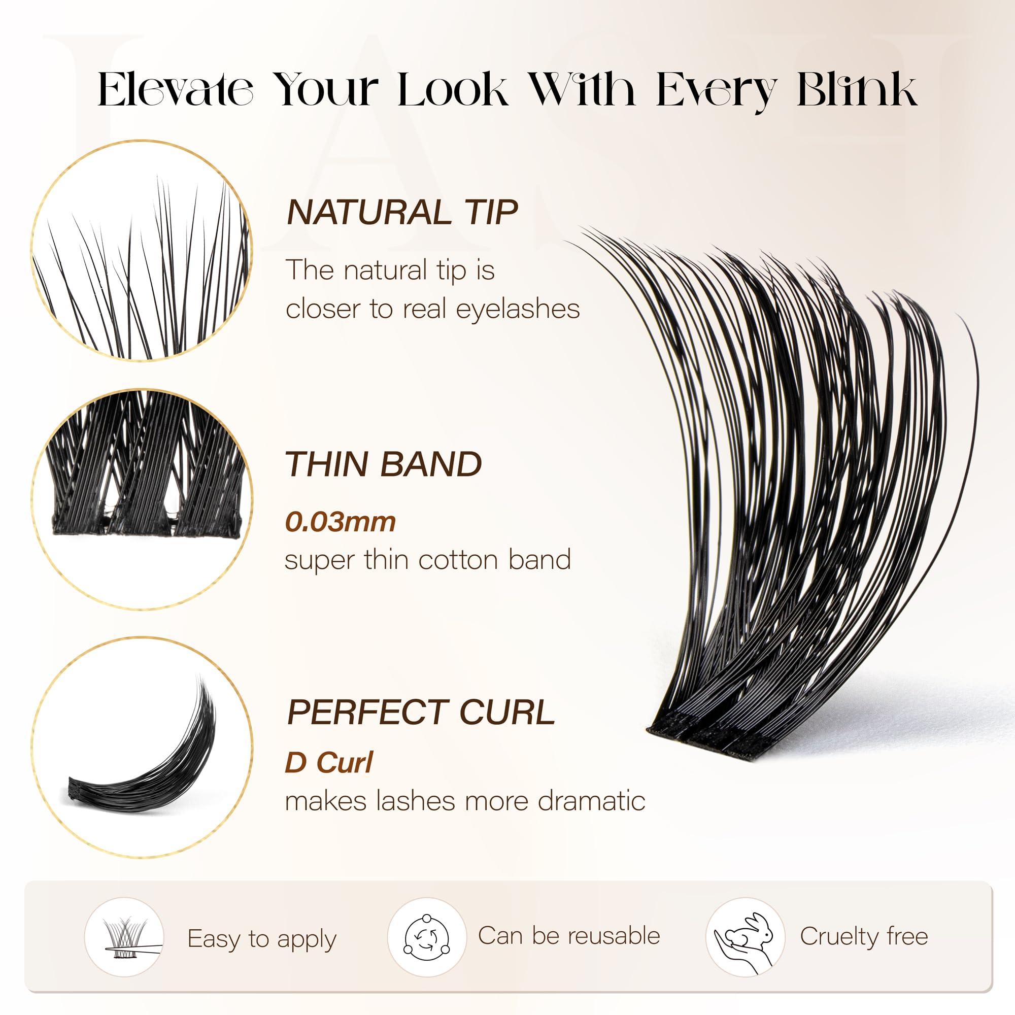 BEFER BEAUTY 10-16mm mixed kit creates doll-eye or cat-eye looks.