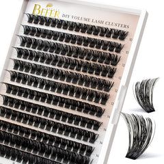 BEFER BEAUTY lash clusters 192pcs with D curl for dramatic 3D volume.