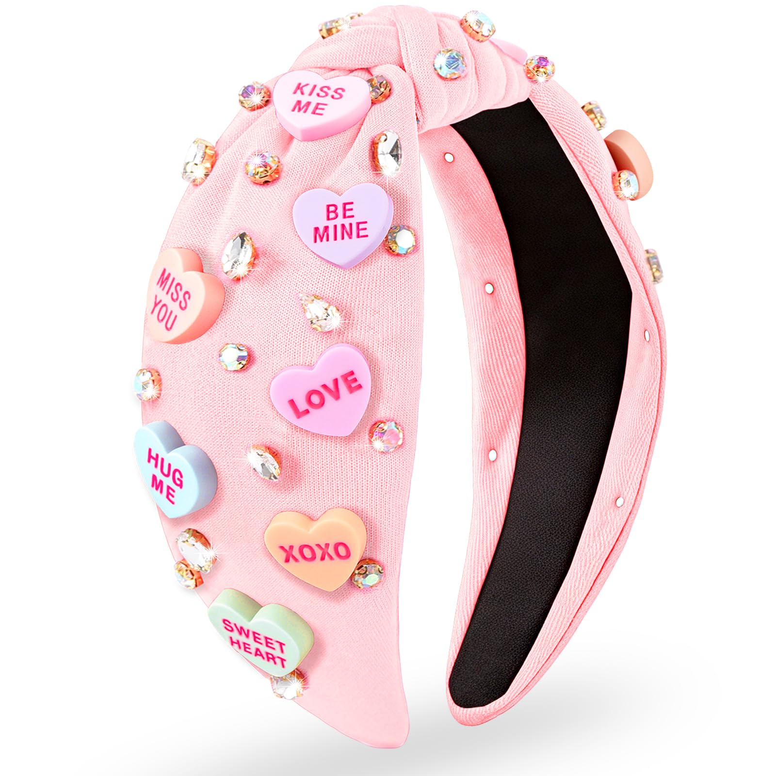 BEFIVECOK diadema Valentín con corazones 3D y brillo, ideal para looks románticos