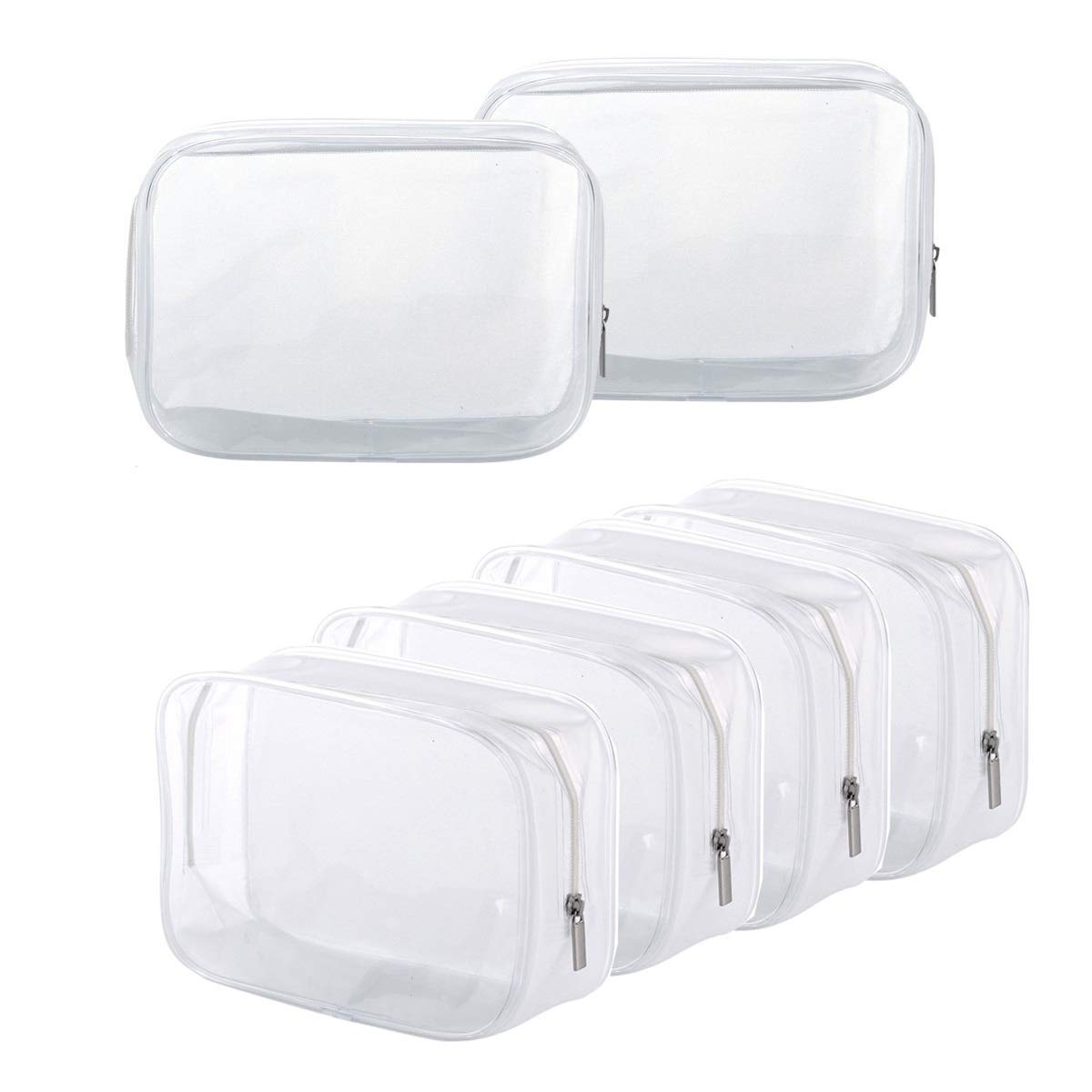 BEFORYOU 6 pack clear toiletry bags top view for quick packing