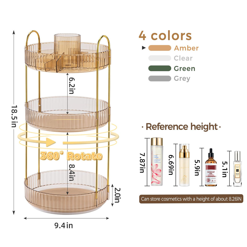 BEFSOP upgraded 3-tier skincare and perfume organizer saves counter space