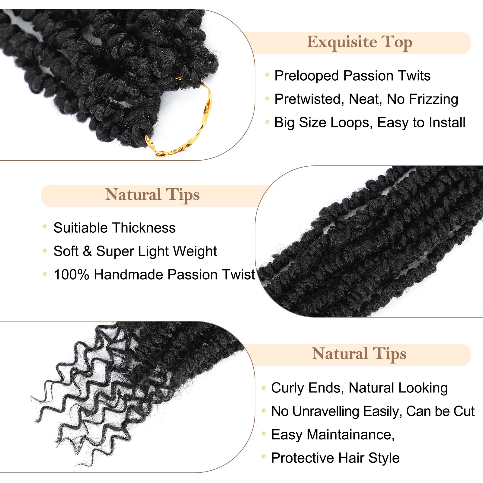 BEFUNNY Passion Twist crochet hair lightweight and tangle-free for long day wear