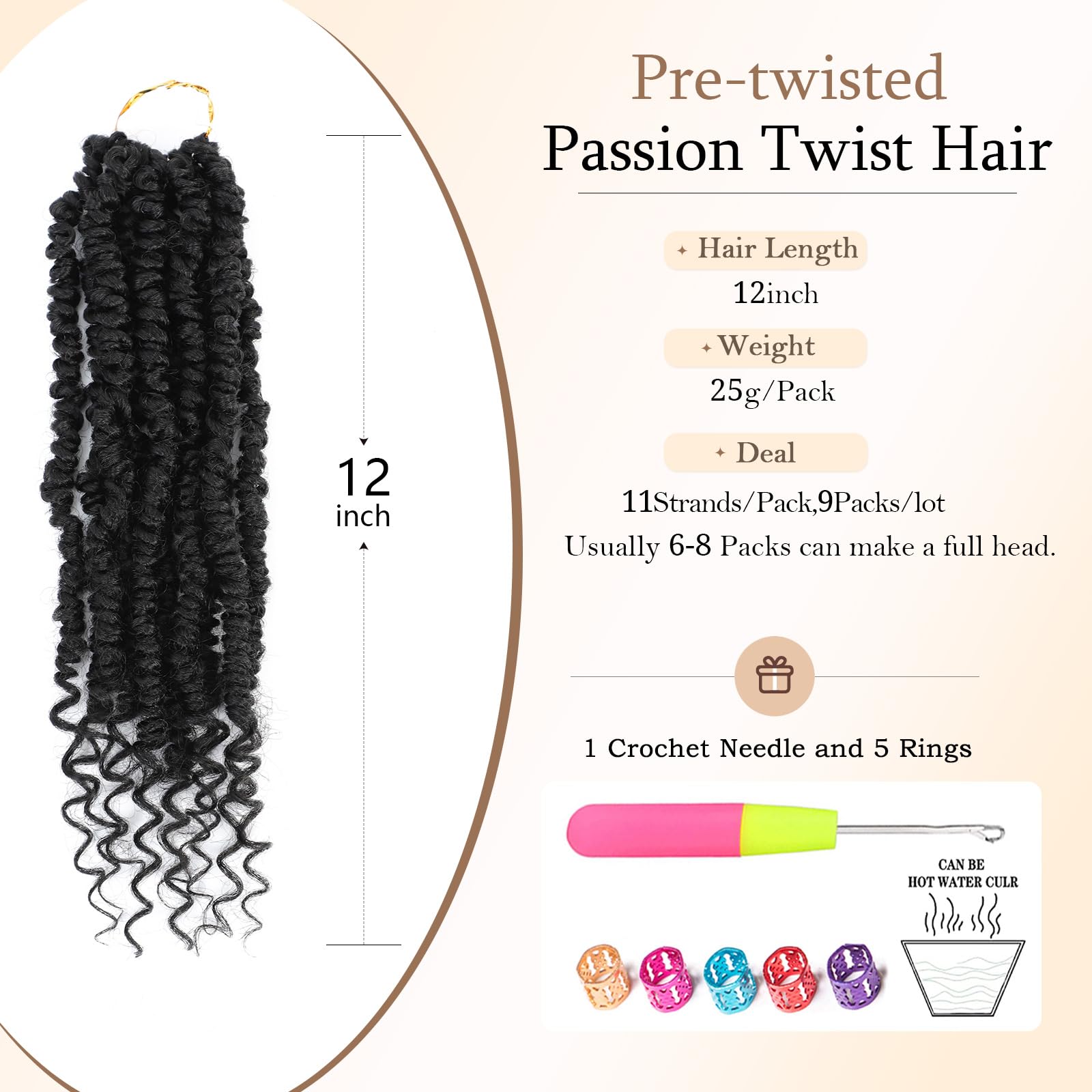 BEFUNNY 12-inch crochet hair soft and fluffy lightweight for comfortable wear