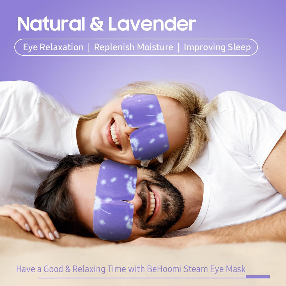 BeHoomi mascarilla de ojos vapor lavanda para viajes y descanso rápido