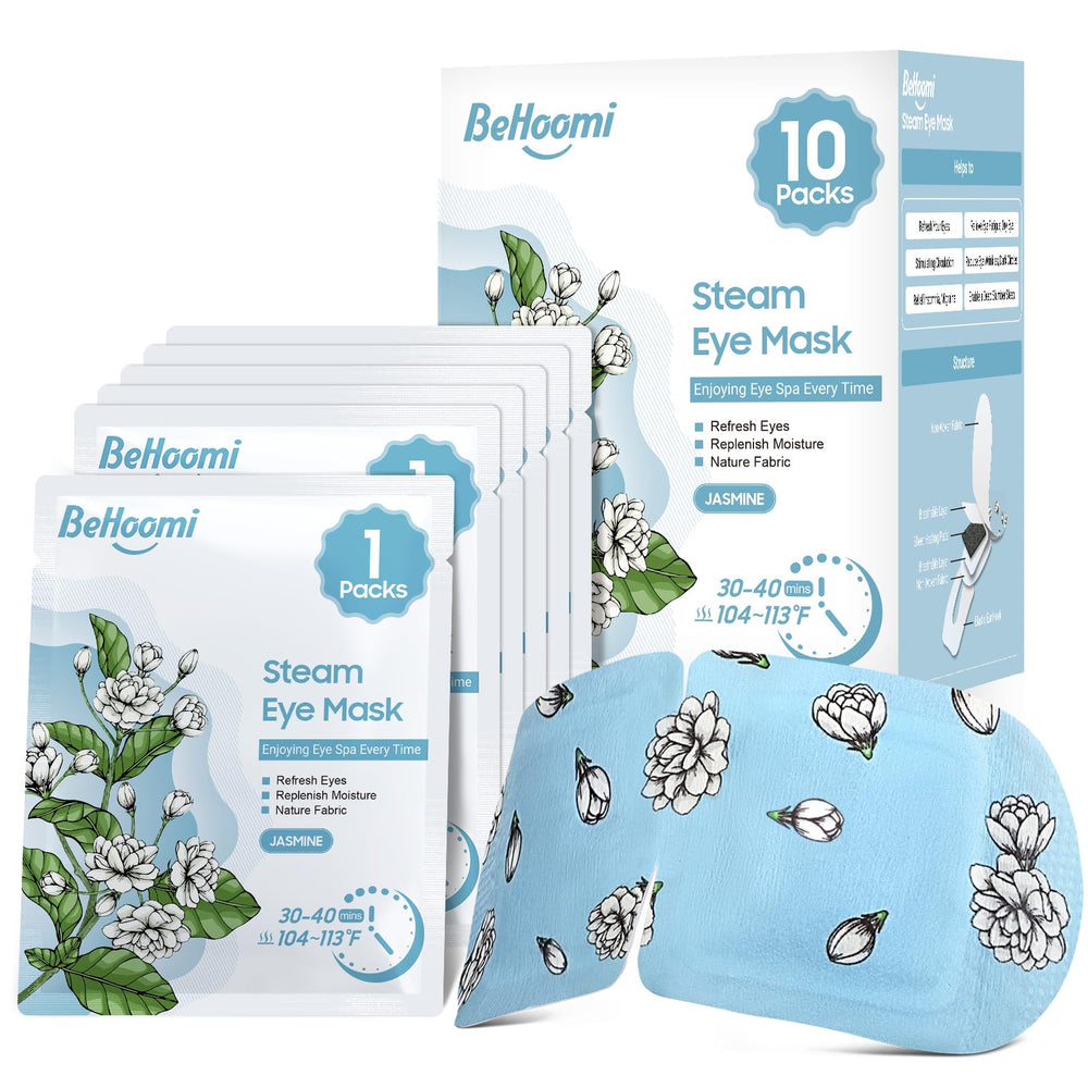 BeHoomi mascarilla ocular de vapor con calor suave para relajar la vista cansada