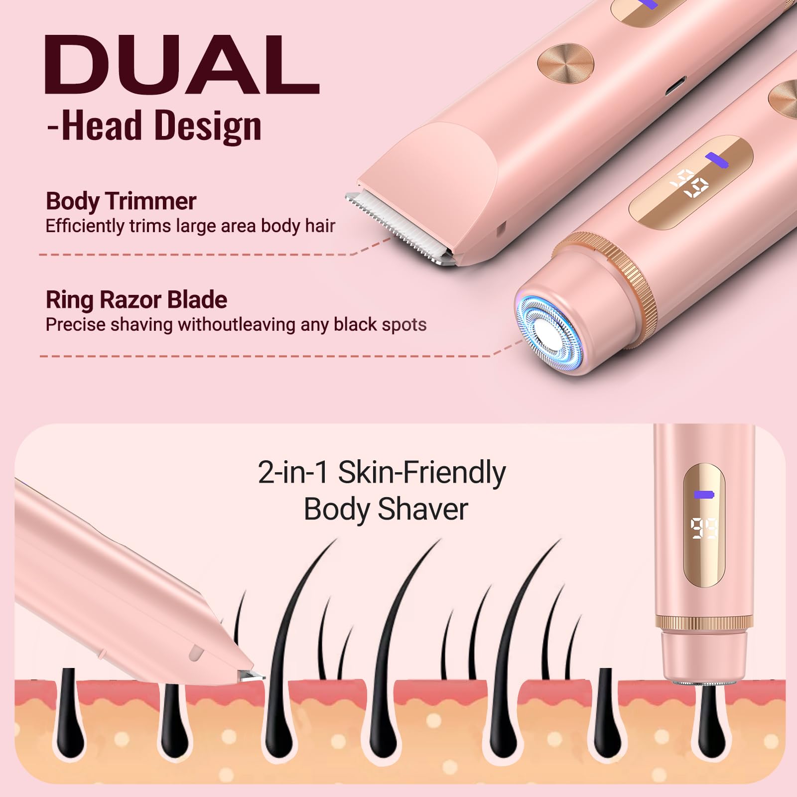 BEIDUONA USB-C fast charge for cordless grooming sessions