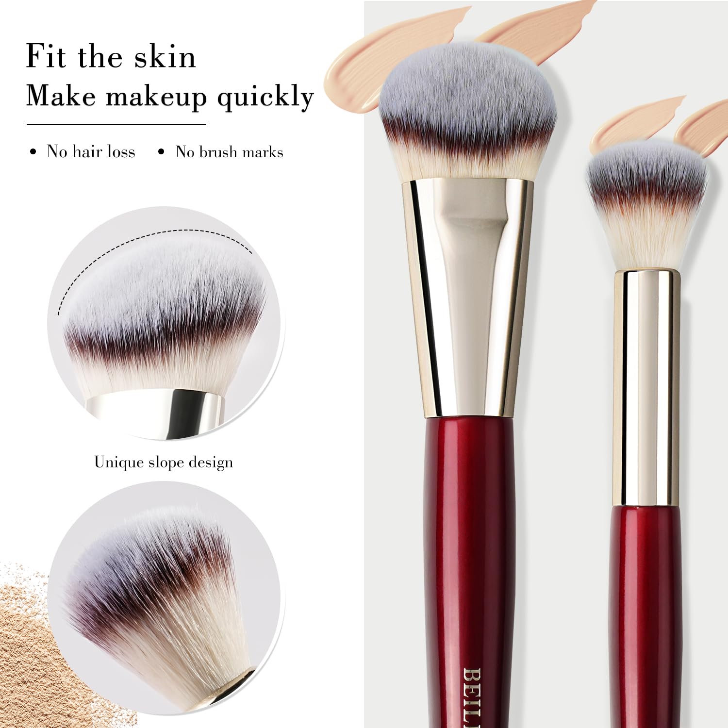 BEILI round foundation brush for quick, smooth coverage