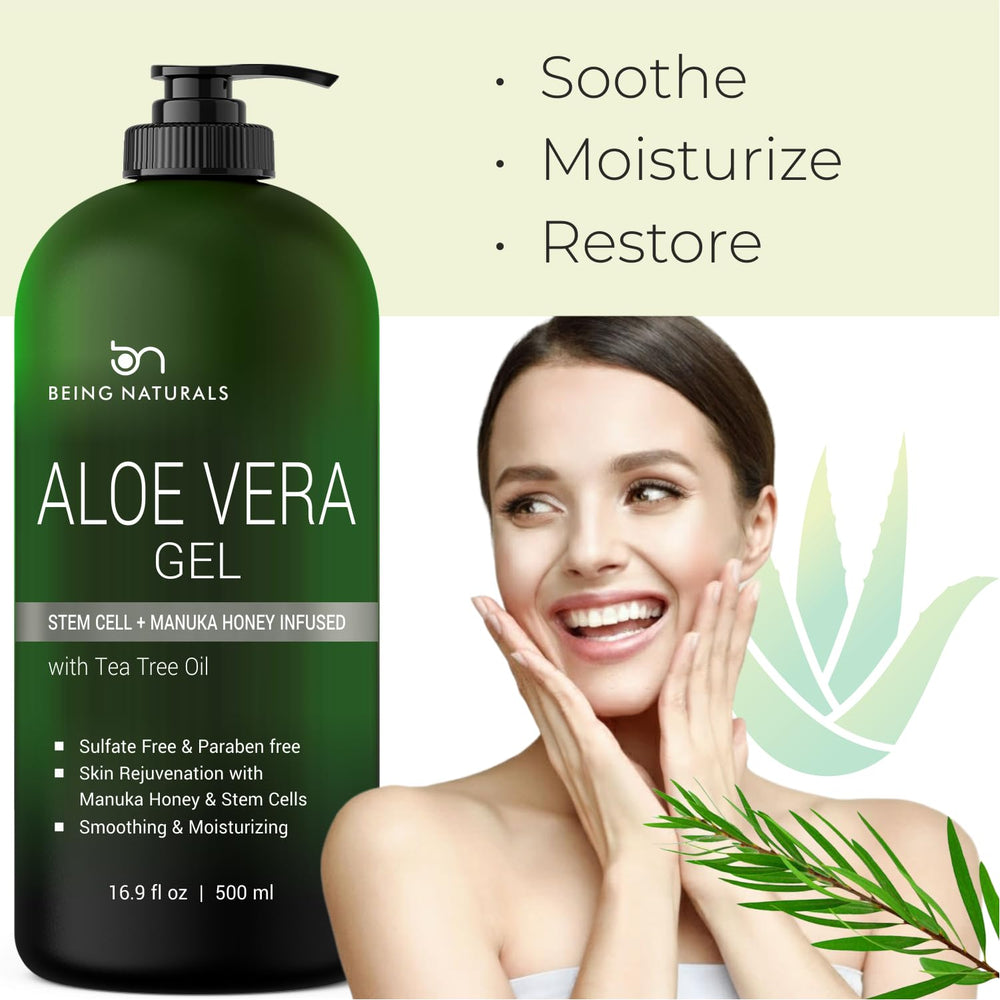 Being Naturals Aloe Vera Gel – uso para quemaduras solares y cutículas dejándolas hidratadas