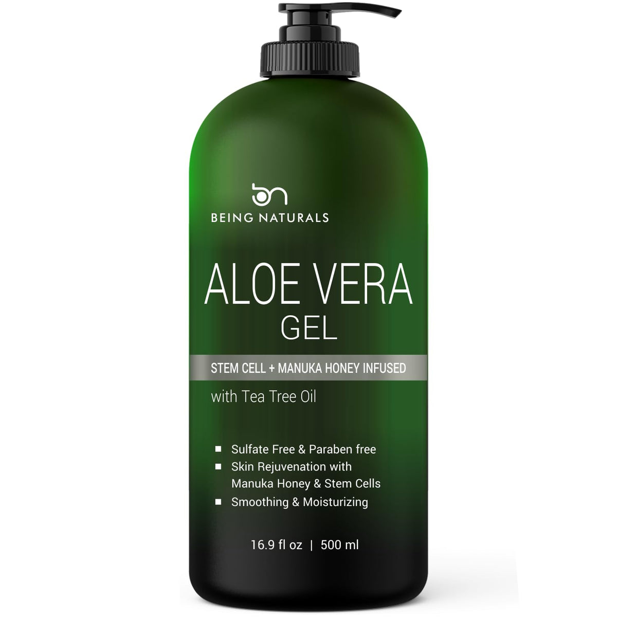 Being Naturals Aloe Vera Gel – botella fresca, hidratación natural para piel suave y saludable