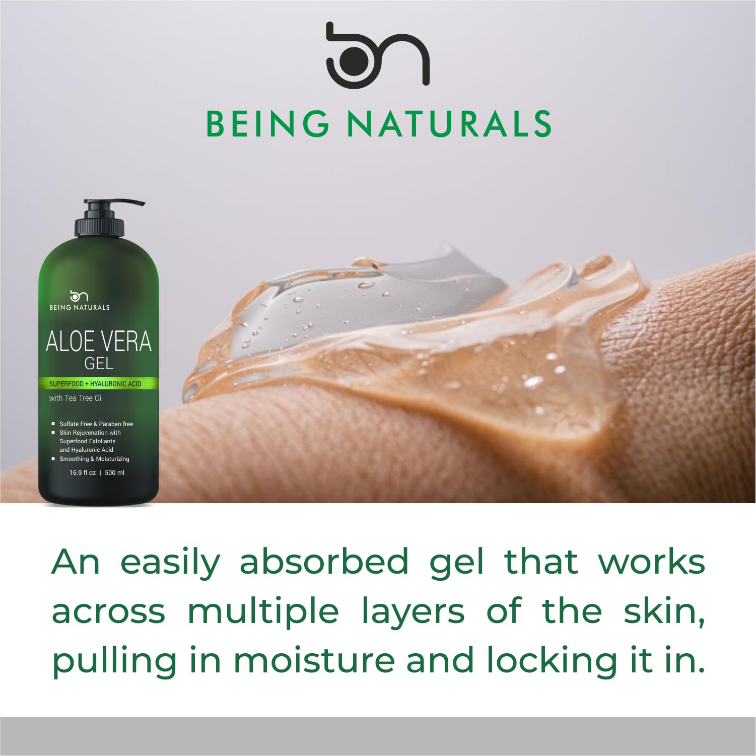 Being Naturals Aloe Vera Gel alivia irritaciones menores de piel.