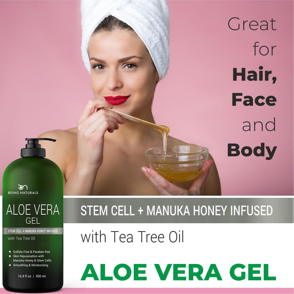 Being Naturals Aloe Vera Gel – manuka honey infusion para renovación cutánea en casa