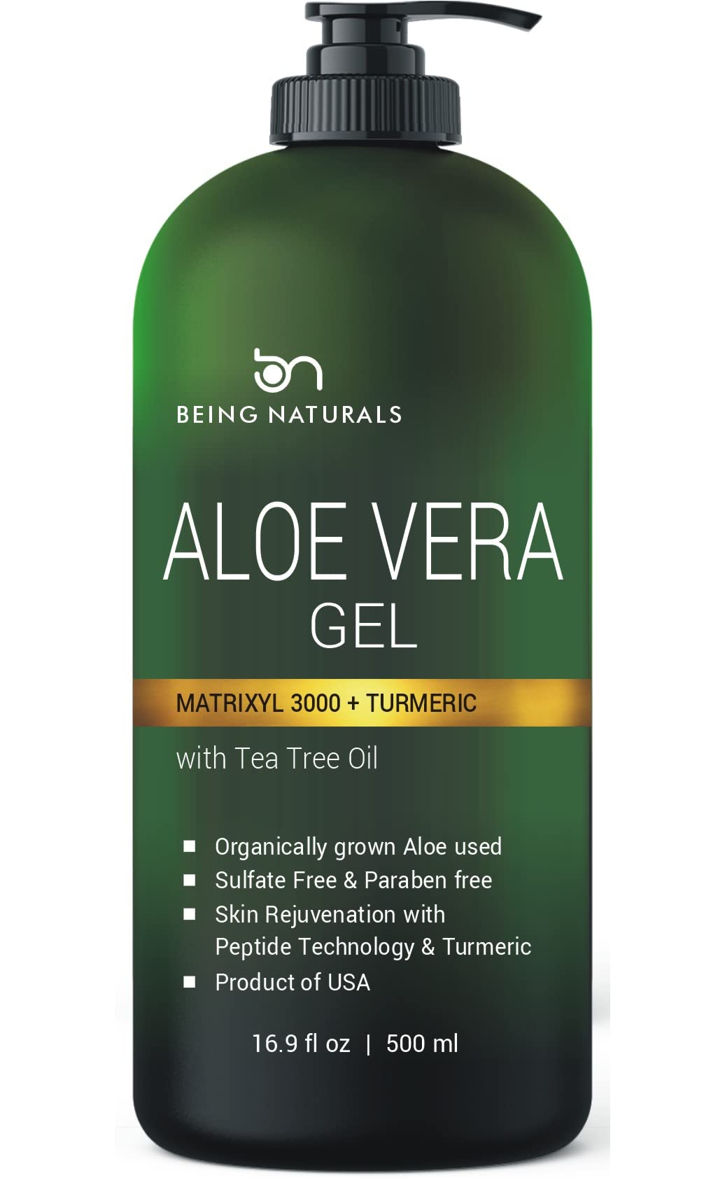 Gel de Aloe Being Naturals con textura sedosa para piel y cabello.