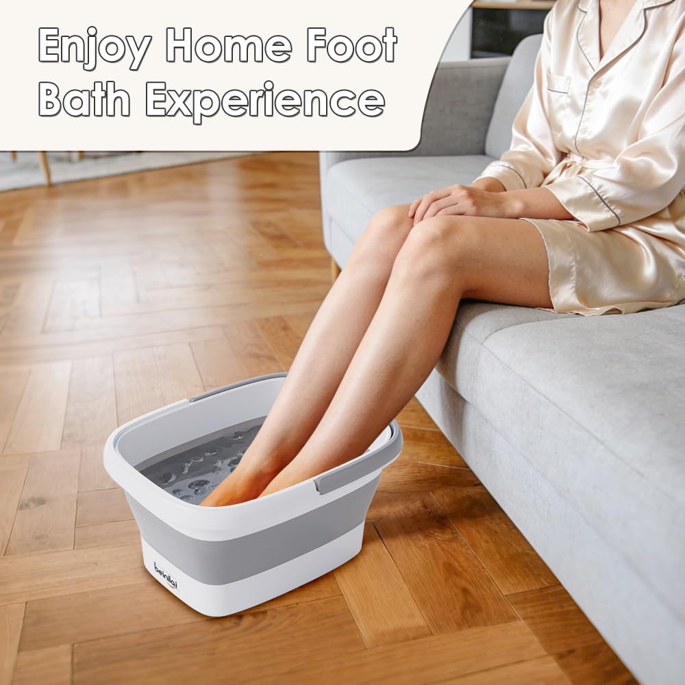 Beinilai foot spa in use showing massage acupoints for a soothing soak.