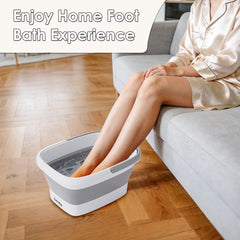 Beinilai foot spa in use showing massage acupoints for a soothing soak.