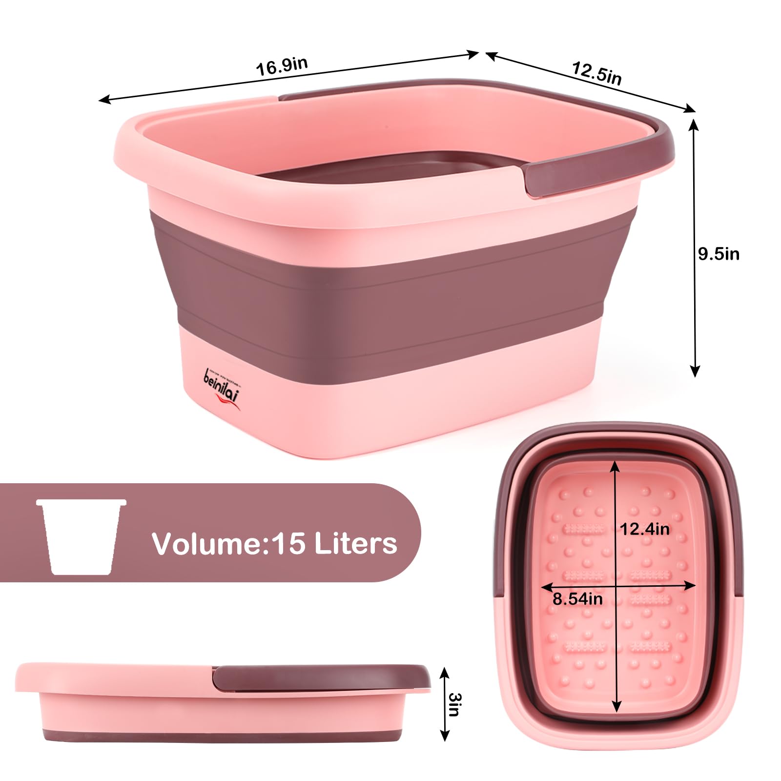 Beinilai 15L capacity accommodates a comfortable soak.