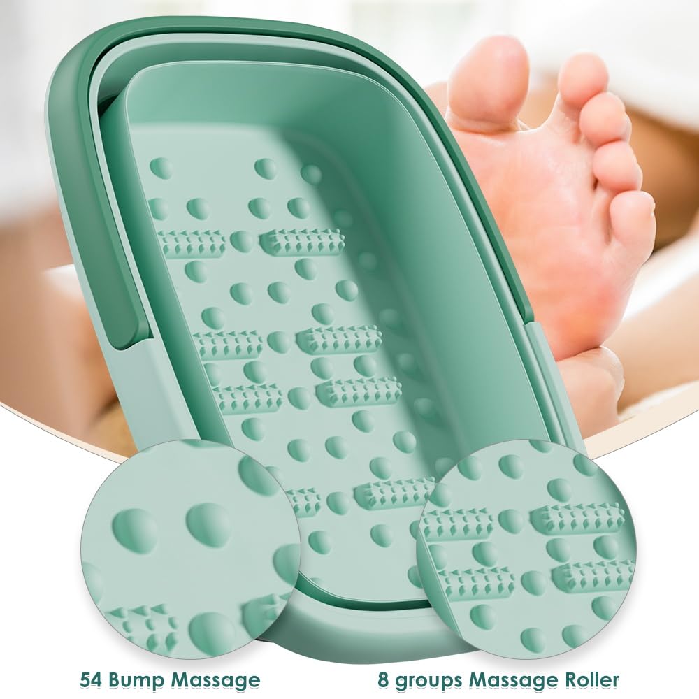 Beinilai foot bath bottom features 54 massage bumps for foot relaxation.