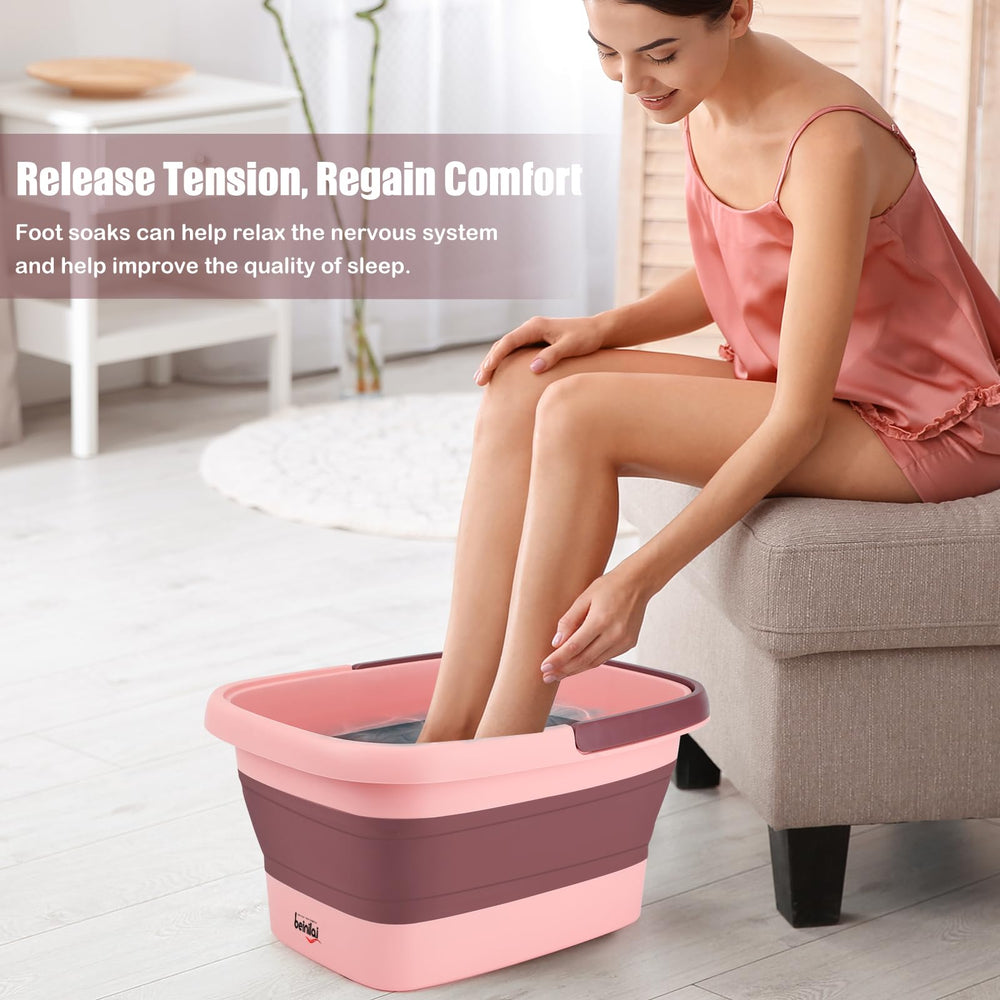 Beinilai foot bath stored under bed for convenient packing.