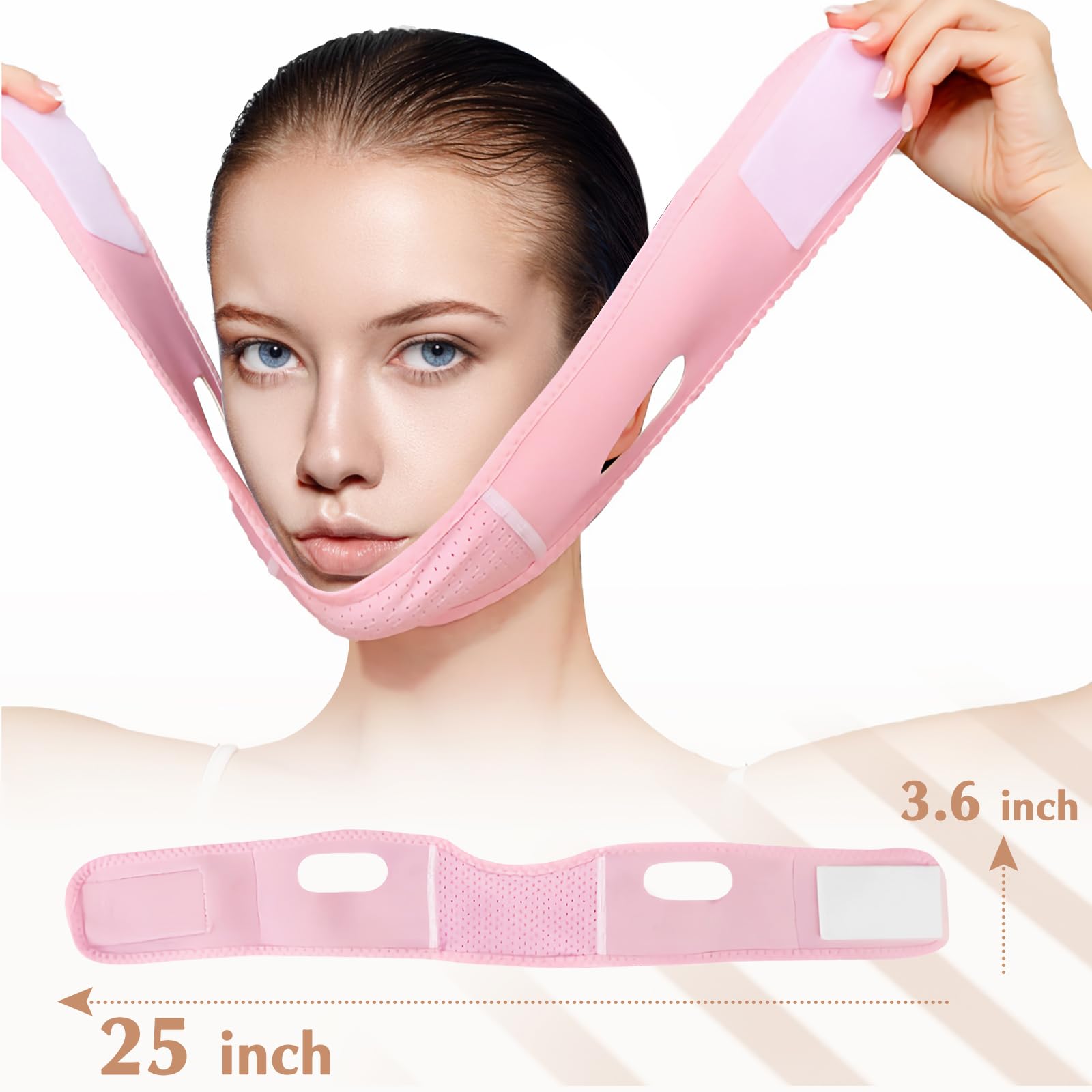 Beiskll VLine mask front view pink offering discreet contour support.