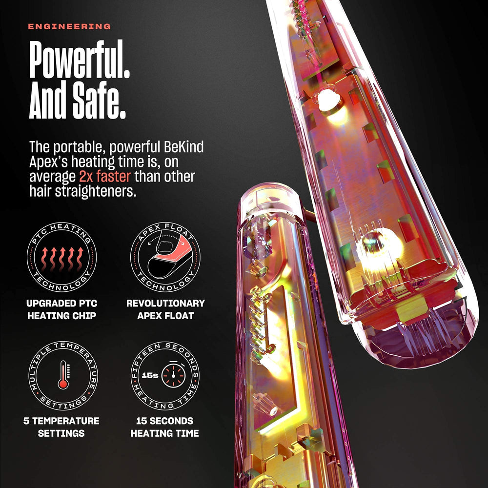 BeKind Apex straightener and curler in hand for versatile looks