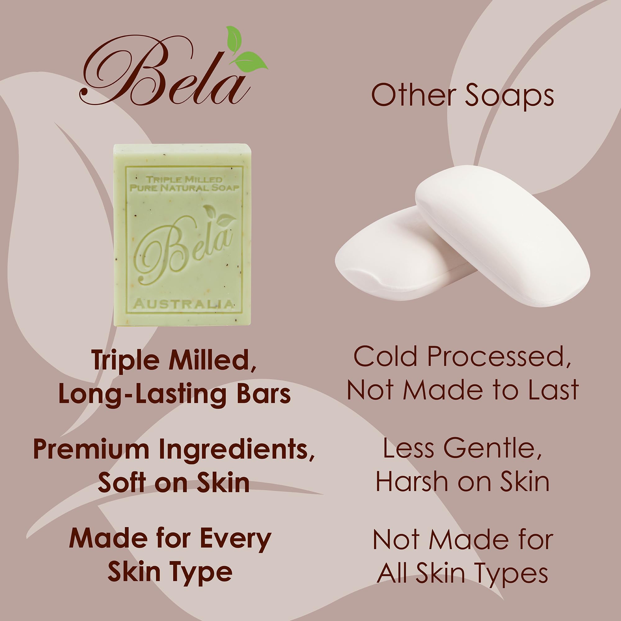 BELA Jabón de sándalo con manteca de karité, cuidado suave para la piel
