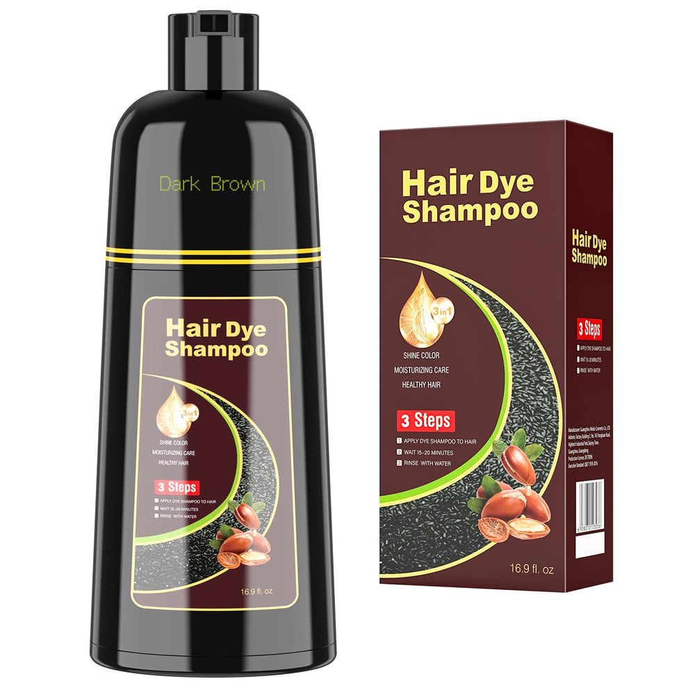 BELEZALIB shampoo-tinte para cabello marrón oscuro en botella, coloración suave y duradera.