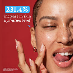 belif Aqua Bomb being applied to the cheek for instant plump.