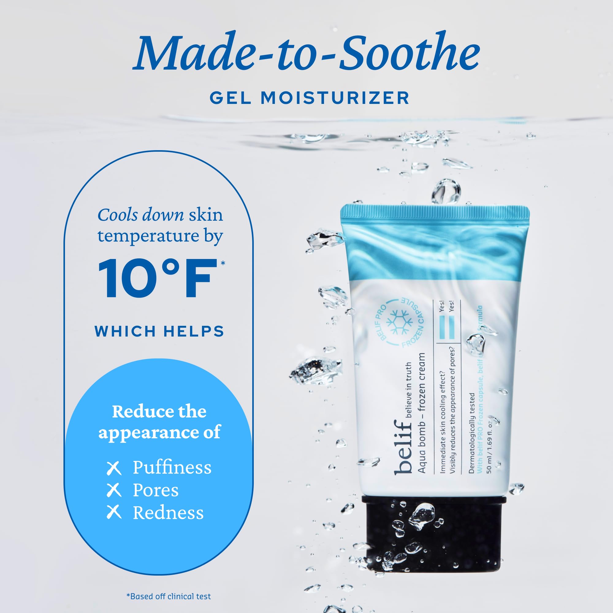Belif Aqua Bomb Frozen Gel Cream applied during morning routine for refreshed skin.