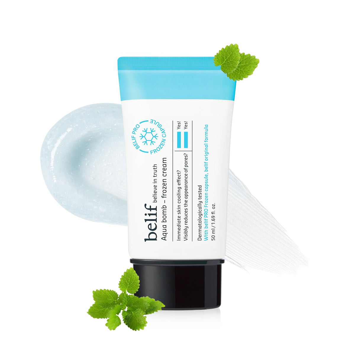 Belif Aqua Bomb Frozen Gel Cream packaging shot for daily cooling hydration.