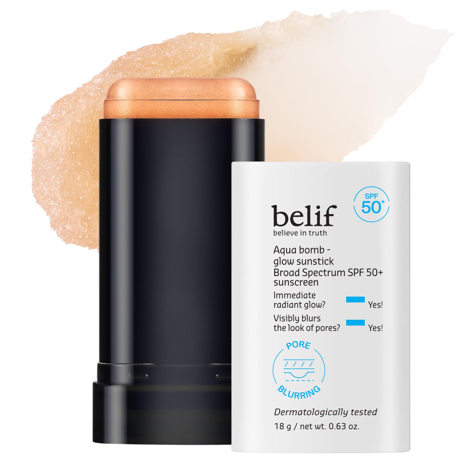 Belif Aqua Bomb Niacinamide Sunscreen Stick delivers a cooling, easy face-application experience.