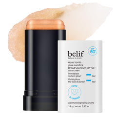 Belif Aqua Bomb Niacinamide Sunscreen Stick delivers a cooling, easy face-application experience.