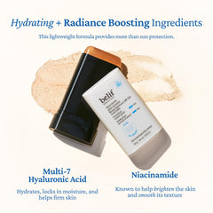 Belif Aqua Bomb Niacinamide Sunscreen Stick leaves no white cast on all skin tones.