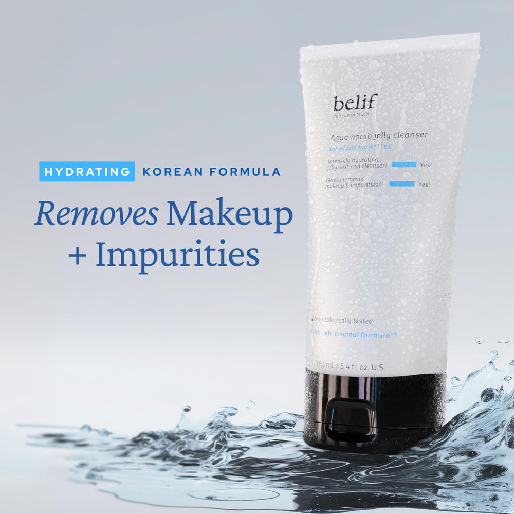 Belif Jelly Hydrating Deep Cleanser gel-to-foam texture on skin during cleansing.